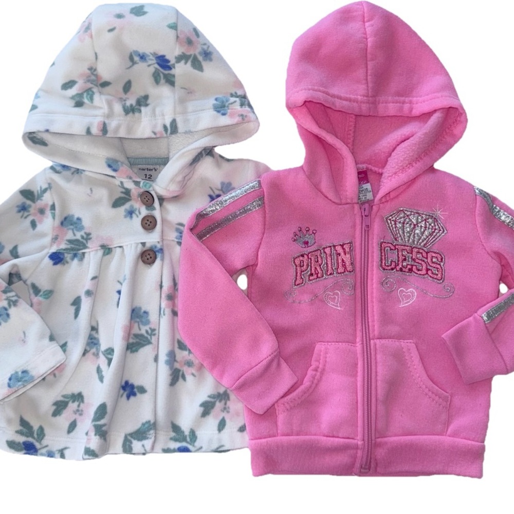 Diva and Carter’s Pink and White Hooded Sweatshirt bundle 2 pieces